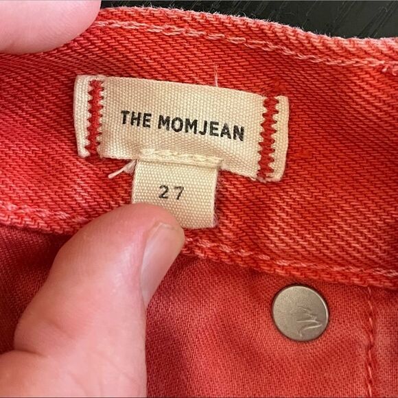 MADEWELL The Mom Jean Garment Dyed Edition in Enamel Red Women Size 27 - Picture 7 of 11